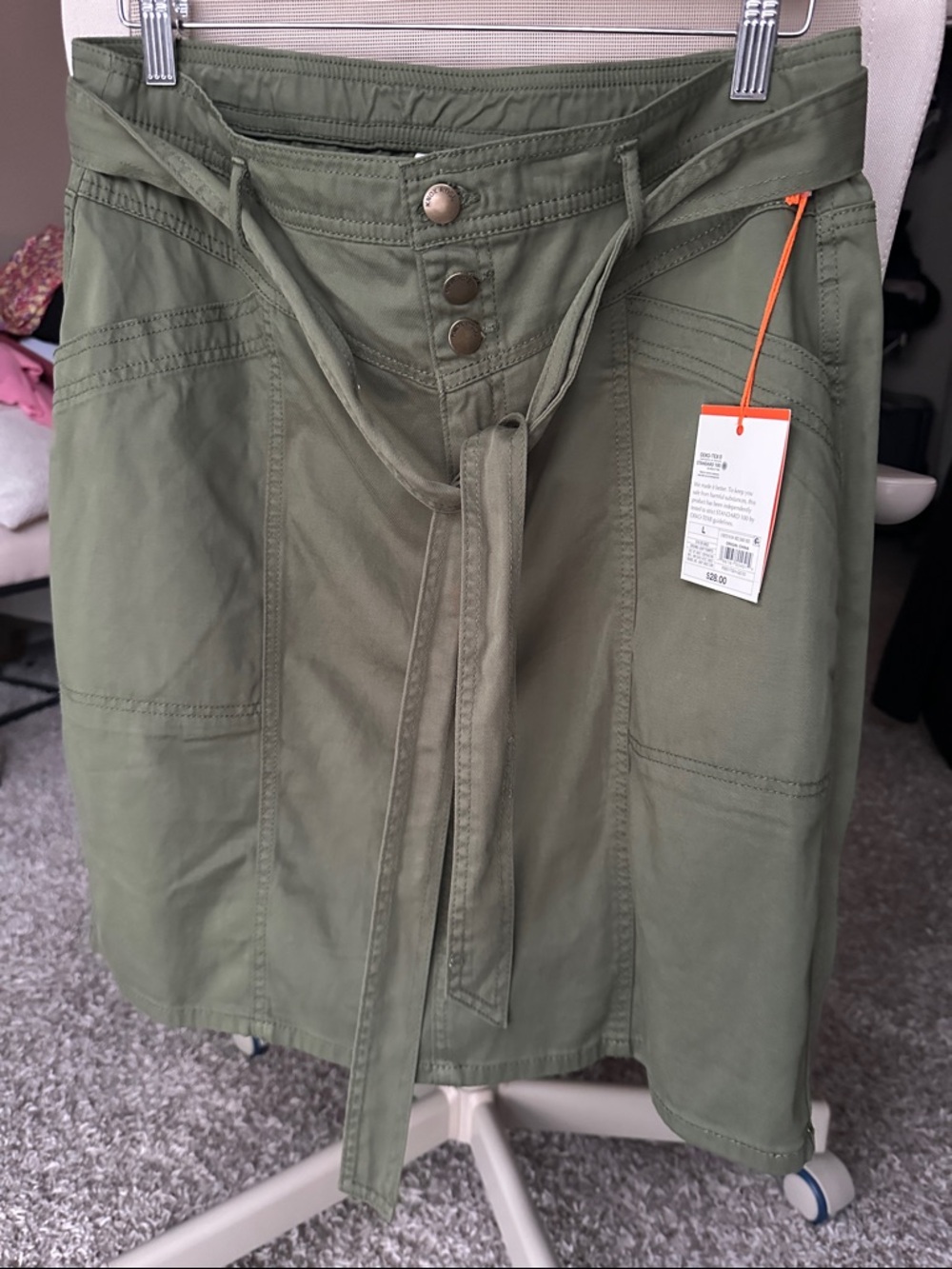 Knox Rose Olive Green Utility Skirt with Tie Belt